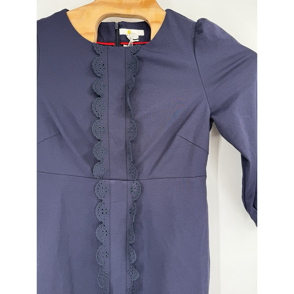 Boden Alexandra Ponte Dress Navy Scallop Trim Puff Sleeve NWT Women's 12L - Picture 2 of 6